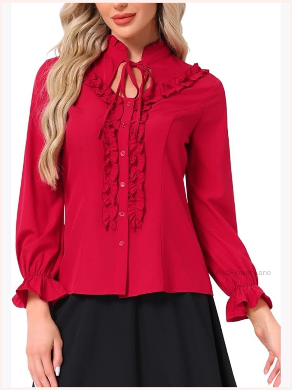 Victorian Ruffle Blouse Gothic Long Sleeve Button Up Shirt Top